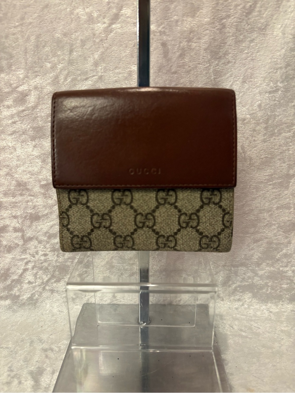 Gucci GG Supreme French Flap Wallet Caramel Vintage COA